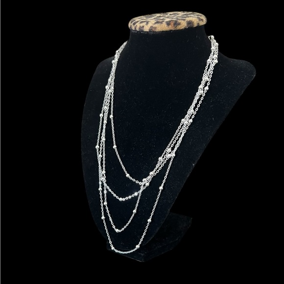 multilayer silver plated necklace four in one NWOT - Picture 5 of 12